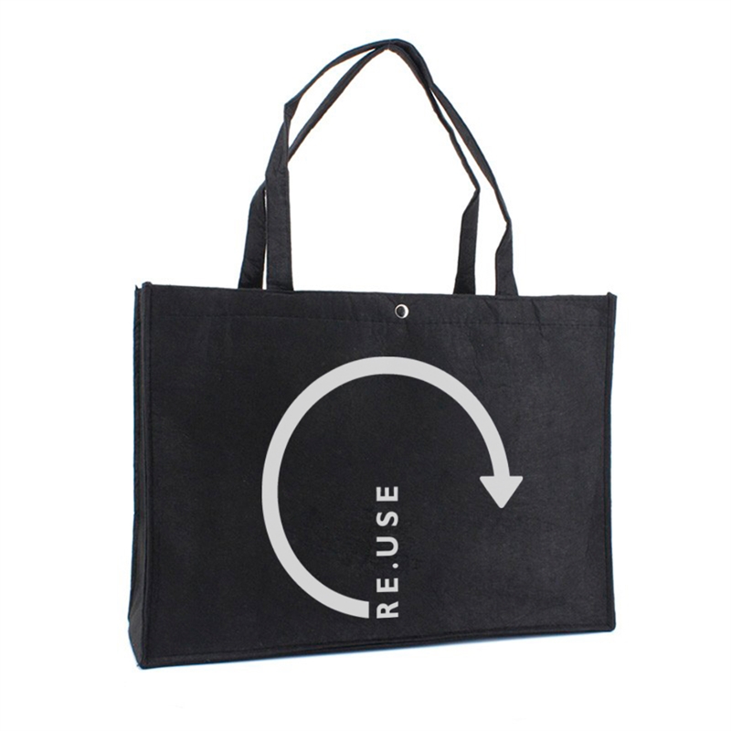 Sort Filt shopper taske med logo